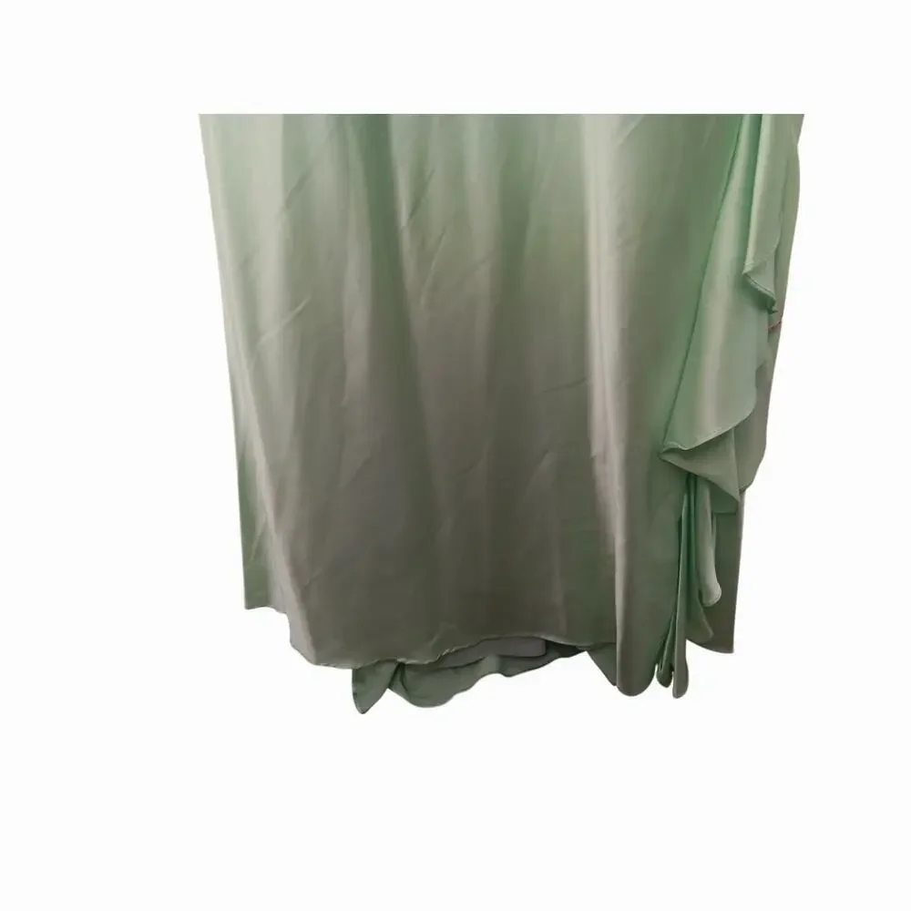 New with Tags Mac Duggal 67815 Ruffle Slit Dress 12 Mint Green Wedding Party